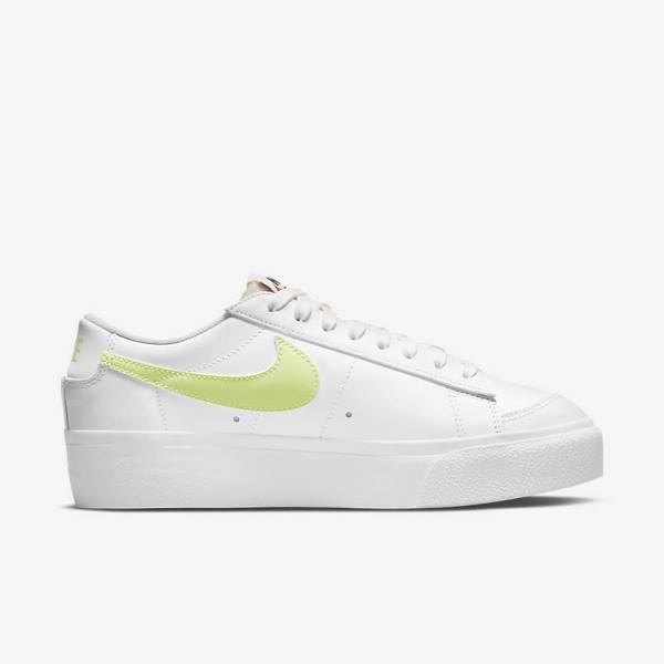 White / Black / Light Lemon Nike Blazer Low Platform Women's Sneakers | NK204LXV