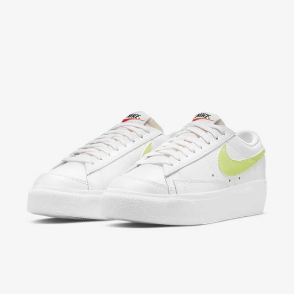 White / Black / Light Lemon Nike Blazer Low Platform Women's Sneakers | NK204LXV