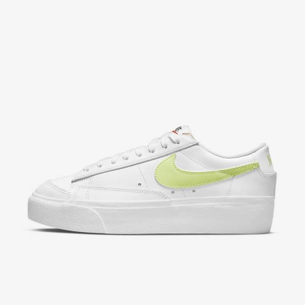 White / Black / Light Lemon Nike Blazer Low Platform Women\'s Sneakers | NK204LXV