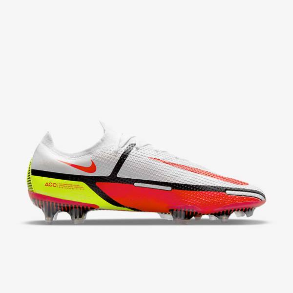 White / Black / Light Red Nike Phantom GT2 Elite FG Firm-Ground Women's Football Shoes | NK139YST