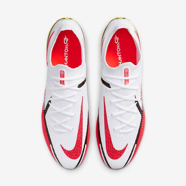 White / Black / Light Red Nike Phantom GT2 Elite FG Firm-Ground Women's Football Shoes | NK139YST