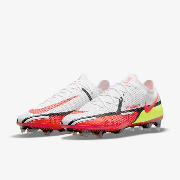 White / Black / Light Red Nike Phantom GT2 Elite FG Firm-Ground Women's Football Shoes | NK139YST