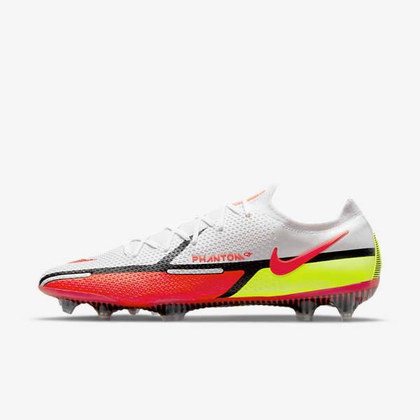 White / Black / Light Red Nike Phantom GT2 Elite FG Firm-Ground Women\'s Football Shoes | NK139YST