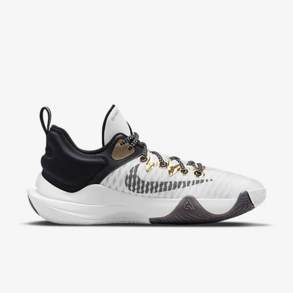 White / Black / Metal Gold Nike Giannis Immortality Men's Basketball Shoes | NK307KNC