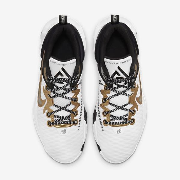 White / Black / Metal Gold Nike Giannis Immortality Men's Basketball Shoes | NK307KNC