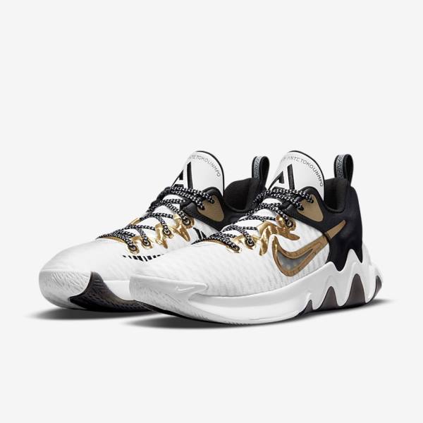 White / Black / Metal Gold Nike Giannis Immortality Men's Basketball Shoes | NK307KNC