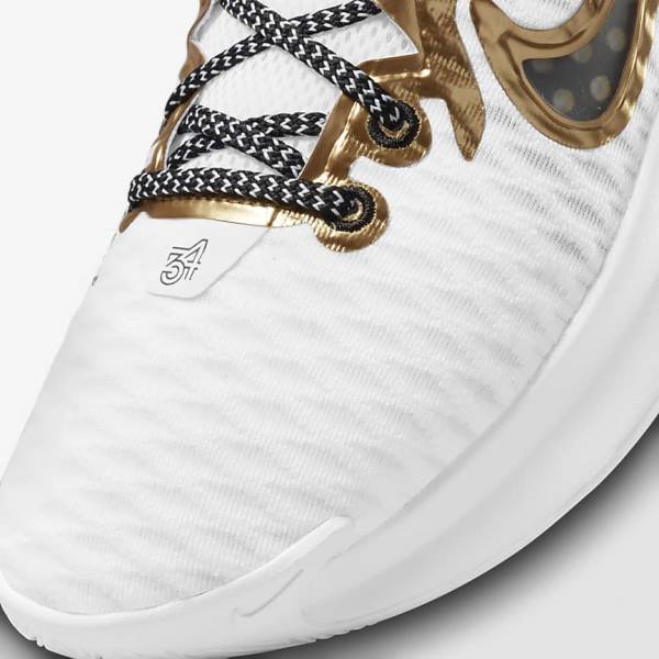 White / Black / Metal Gold Nike Giannis Immortality Men's Basketball Shoes | NK307KNC