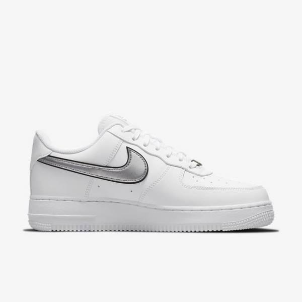 White / Black / Metal Silver Nike Air Force 1 07 Essential Women's Sneakers | NK596EXK