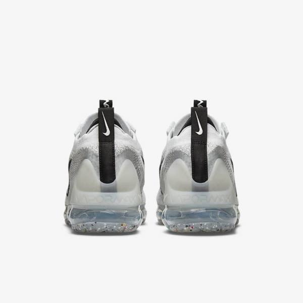 White / Black / Metal Silver Nike Air VaporMax 2021 FK Men's Sneakers | NK792DRZ