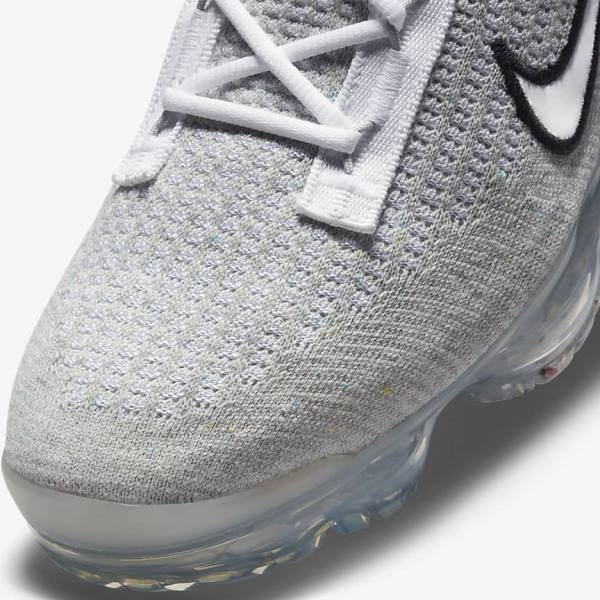 White / Black / Metal Silver Nike Air VaporMax 2021 FK Men's Sneakers | NK792DRZ