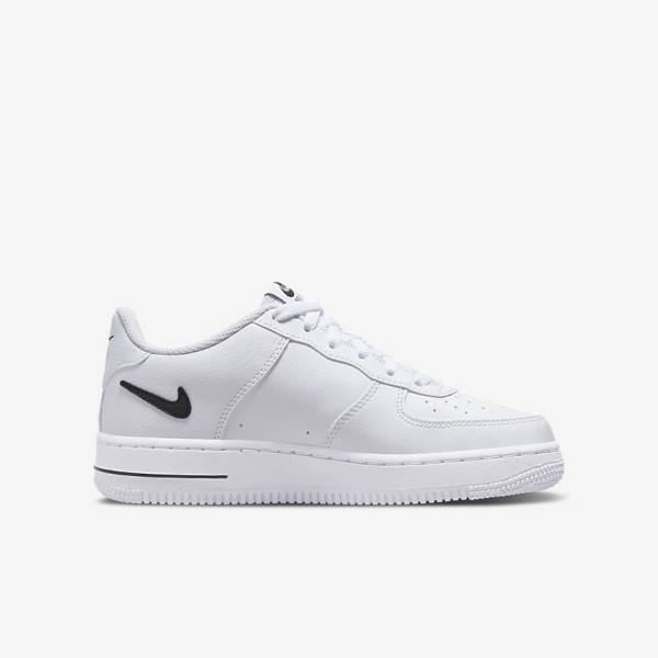 White / Black Nike Air Force 1 Older Kids' Sneakers | NK029UAJ