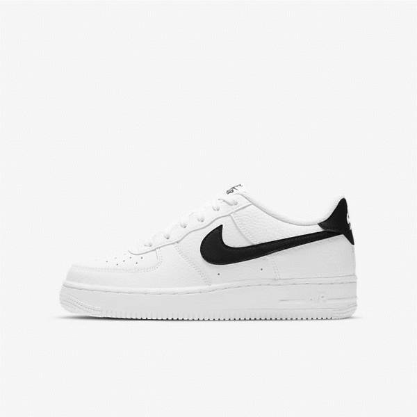 White / Black Nike Air Force 1 Older Kids\' Sneakers | NK521XVH