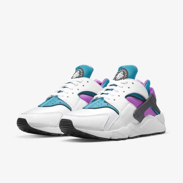 White / Black Nike Air Huarache Men's Sneakers | NK706SRY