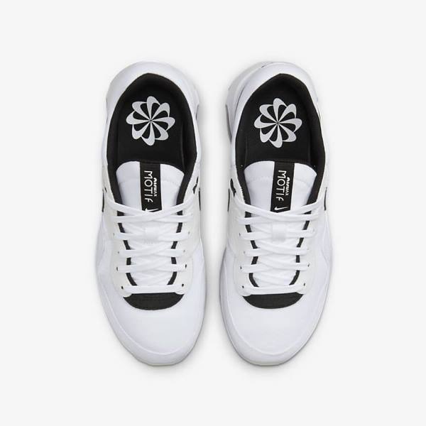 White / Black Nike Air Max Motif Older Kids' Sneakers | NK796MPL