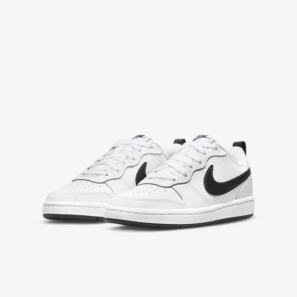 White / Black Nike Court Borough Low 2 Older Kids' Sneakers | NK062NSI