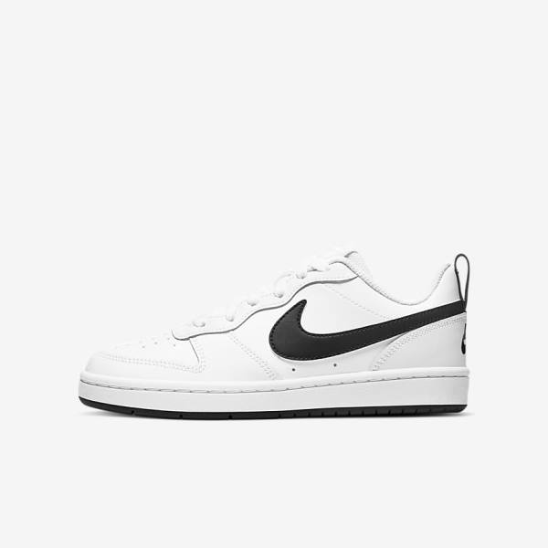 White / Black Nike Court Borough Low 2 Older Kids\' Sneakers | NK062NSI