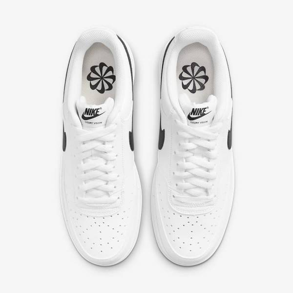 White / Black Nike Court Vision Low Next Nature Men's Sneakers | NK712QWT