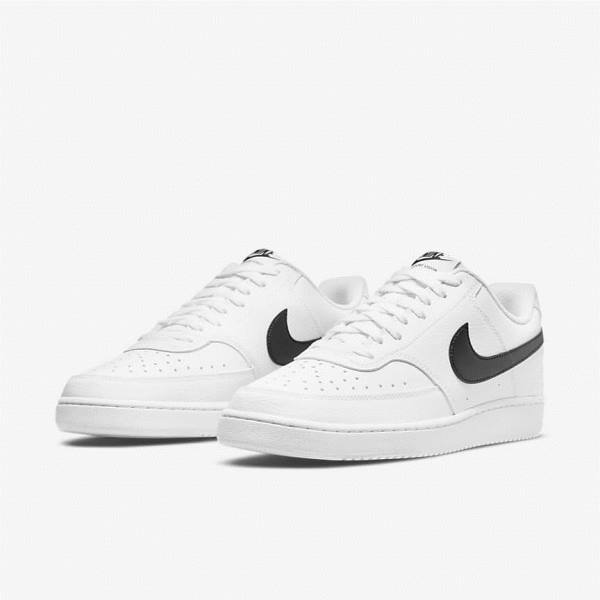 White / Black Nike Court Vision Low Next Nature Men's Sneakers | NK712QWT