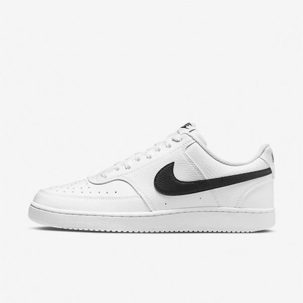 White / Black Nike Court Vision Low Next Nature Men\'s Sneakers | NK712QWT