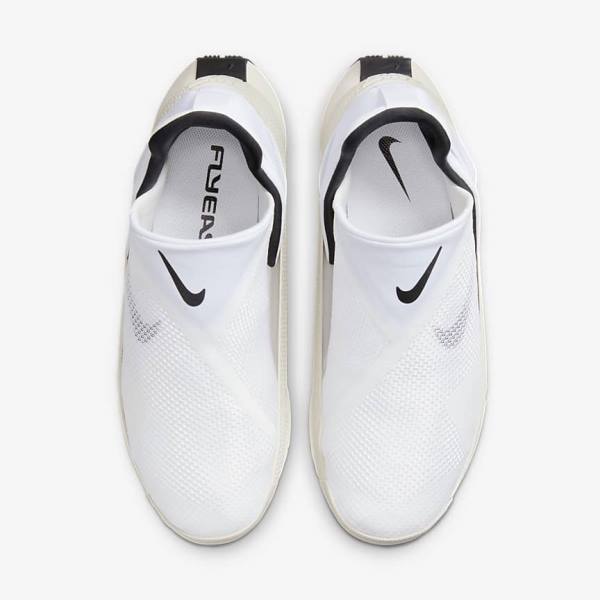 White / Black Nike Go FlyEase Women's Sneakers | NK937QKL