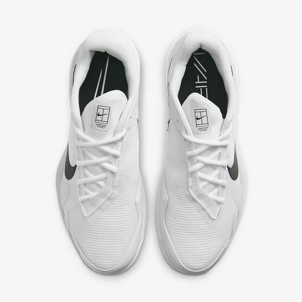 White / Black Nike NikeCourt Air Zoom Vapor Pro Hard-Court Men's Tennis Shoes | NK095ZNS