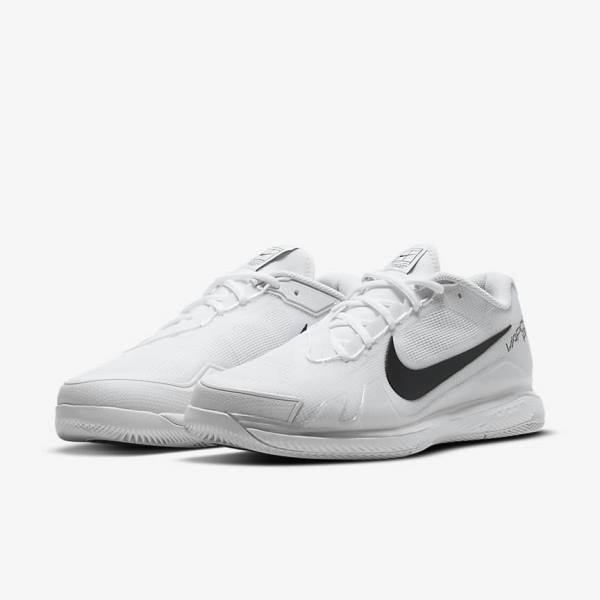 White / Black Nike NikeCourt Air Zoom Vapor Pro Hard-Court Men's Tennis Shoes | NK095ZNS