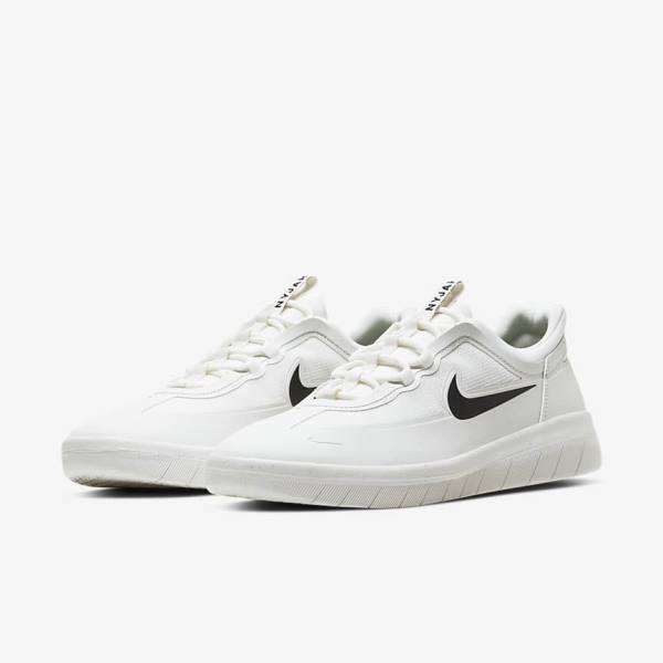 White / Black Nike SB Nyjah Free 2 Men's Skate Shoes | NK906IQJ