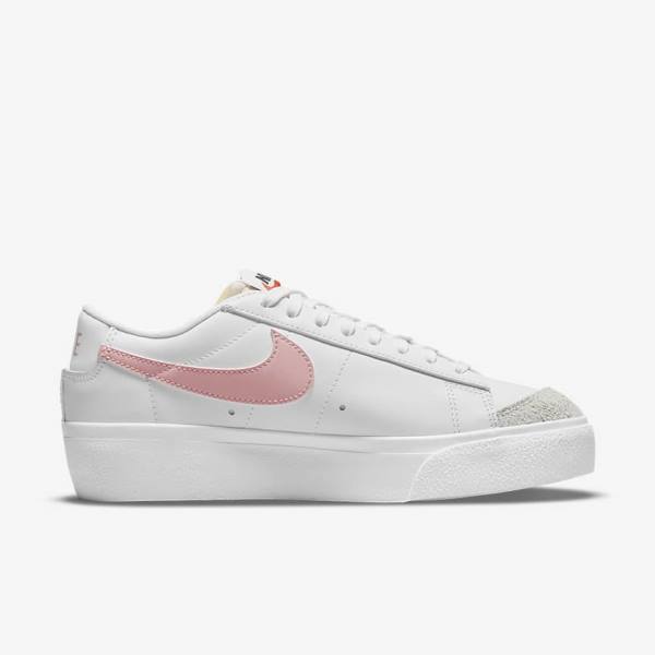 White / Black / Pink Nike Blazer Low Platform Women's Sneakers | NK965BEU