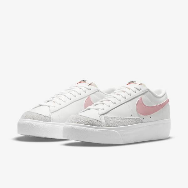 White / Black / Pink Nike Blazer Low Platform Women's Sneakers | NK965BEU