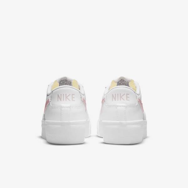 White / Black / Pink Nike Blazer Low Platform Women's Sneakers | NK965BEU