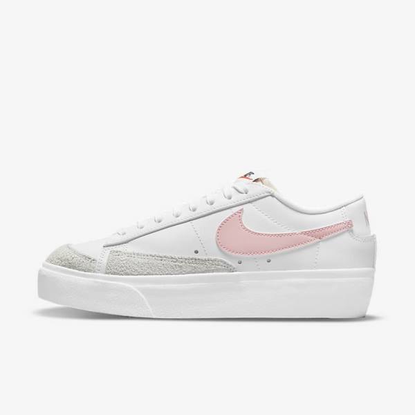 White / Black / Pink Nike Blazer Low Platform Women\'s Sneakers | NK965BEU