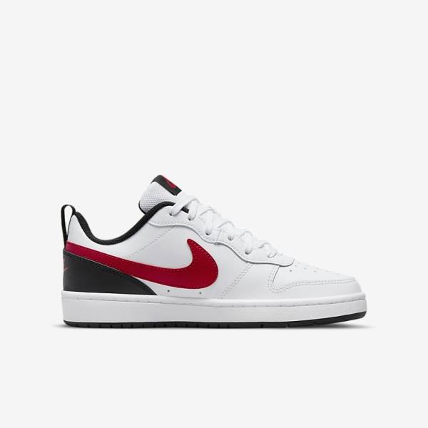 White / Black / Red Nike Court Borough Low 2 Older Kids' Sneakers | NK571SYN