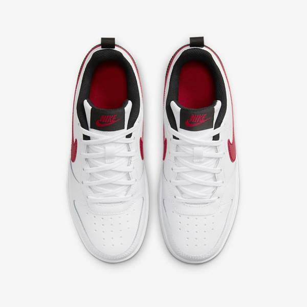 White / Black / Red Nike Court Borough Low 2 Older Kids' Sneakers | NK571SYN