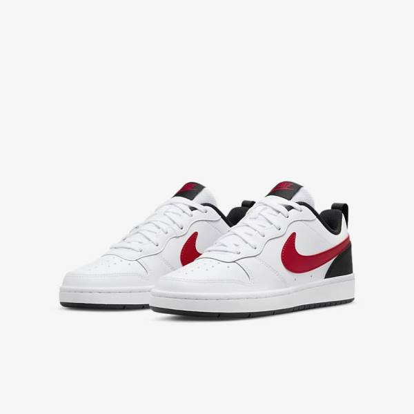 White / Black / Red Nike Court Borough Low 2 Older Kids' Sneakers | NK571SYN