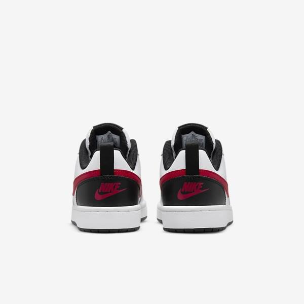 White / Black / Red Nike Court Borough Low 2 Older Kids' Sneakers | NK571SYN