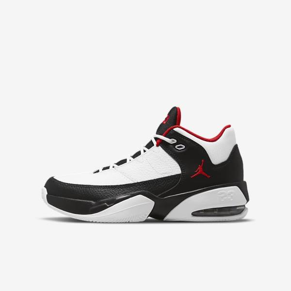 White / Black / Red Nike Jordan Max Aura 3 Older Kids\' Jordan Shoes | NK840STZ