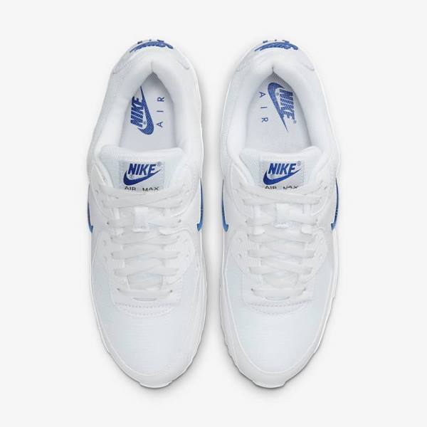 White / Black / Royal Nike Air Max 90 Men's Sneakers | NK405YLO