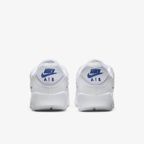 White / Black / Royal Nike Air Max 90 Men's Sneakers | NK405YLO