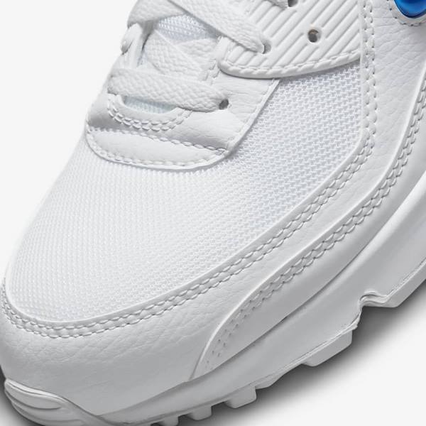 White / Black / Royal Nike Air Max 90 Men's Sneakers | NK405YLO