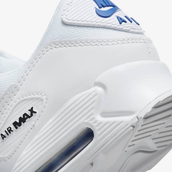 White / Black / Royal Nike Air Max 90 Men's Sneakers | NK405YLO