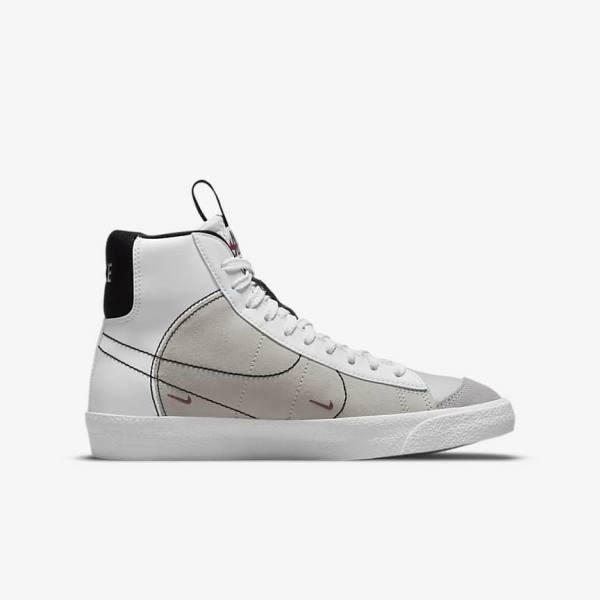 White / Black / White / Burgundy Nike Blazer Mid 77 SE Dance Older Kids' Sneakers | NK409MGE