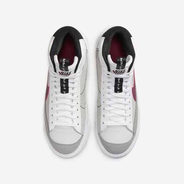 White / Black / White / Burgundy Nike Blazer Mid 77 SE Dance Older Kids' Sneakers | NK409MGE