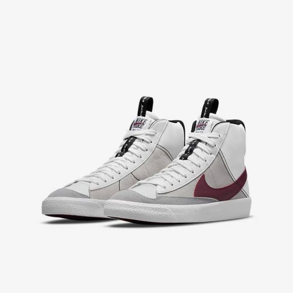 White / Black / White / Burgundy Nike Blazer Mid 77 SE Dance Older Kids' Sneakers | NK409MGE