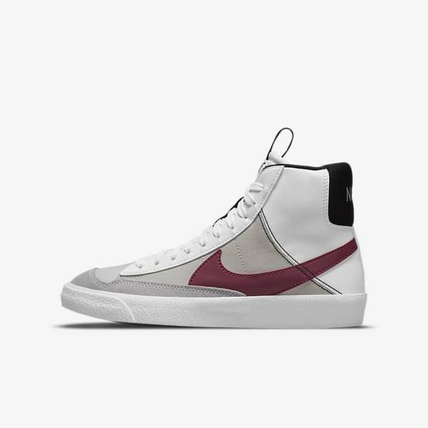 White / Black / White / Burgundy Nike Blazer Mid 77 SE Dance Older Kids\' Sneakers | NK409MGE