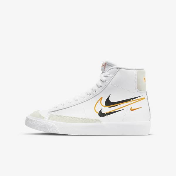 White / Black / White Nike Blazer Mid 77 Older Kids\' Sneakers | NK326YUK