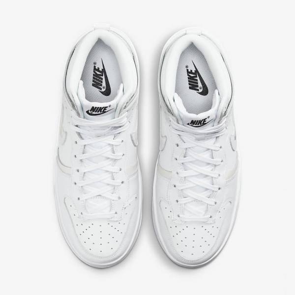 White / Black / White Nike Dunk High Up Women's Sneakers | NK084EVD