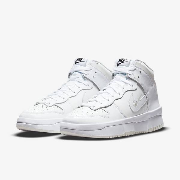 White / Black / White Nike Dunk High Up Women's Sneakers | NK084EVD