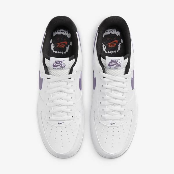 White / Black / White / Purple Nike Air Force 1 07 LV8 Men's Sneakers | NK032DHT