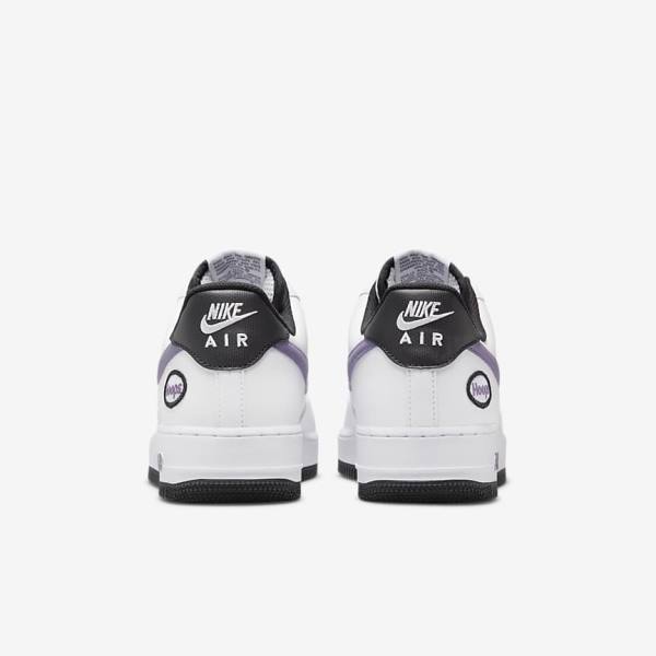 White / Black / White / Purple Nike Air Force 1 07 LV8 Men's Sneakers | NK032DHT