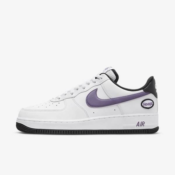 White / Black / White / Purple Nike Air Force 1 07 LV8 Men\'s Sneakers | NK032DHT